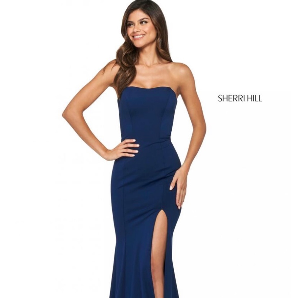 Sherri Hill 53877 Navy Strapless Dress
